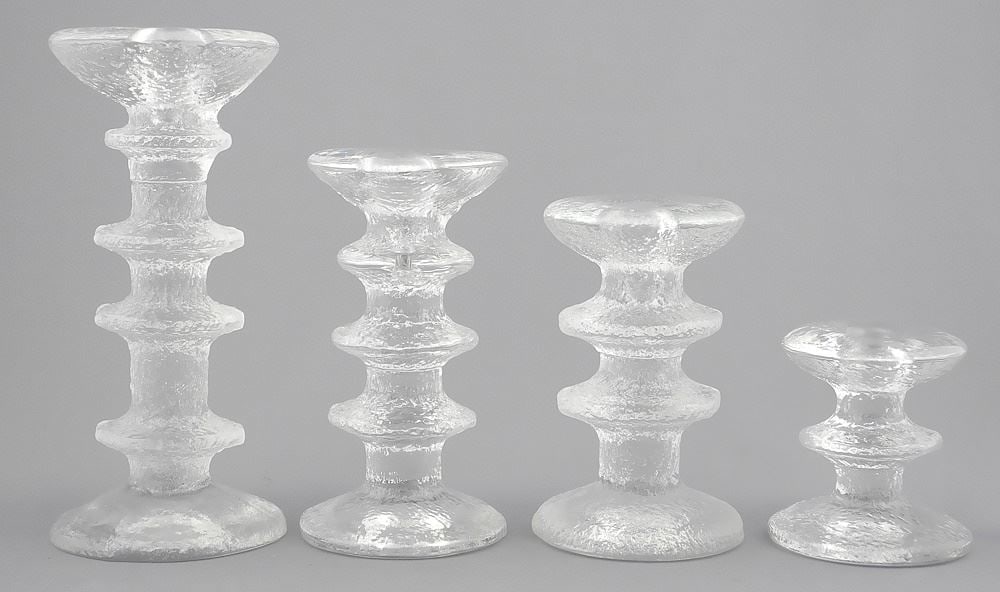 4 Ittala Candlesticks, Design: Timo Sarpeneva, 3 1/8" - 7 1/8"h. (1 of 2)