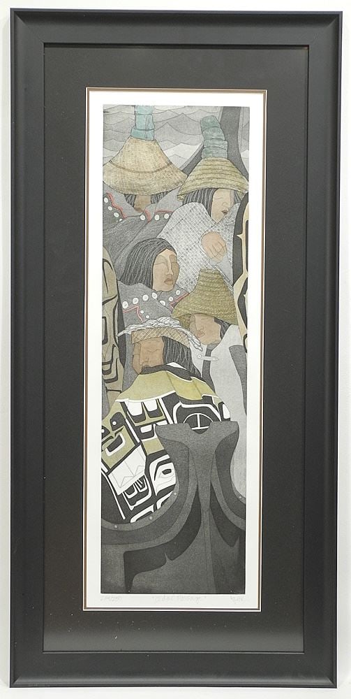 Coloured Etching signed (Irene) Klar , 31 1/4" x 10 3/8", "Cedar Passage" #234/250. (1 of 3)