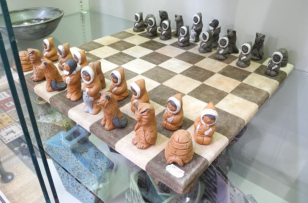 Inuit Style Chess Set by Eija Seras with Later Board. (1 of 3)