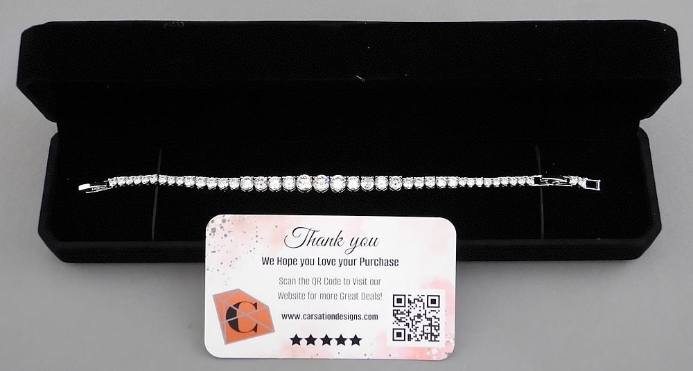 Platinum Plated Graduated Tennis Bracelet, 7-7.5".: Platinum Plated Graduated Tennis Bracelet, 7-7.5".