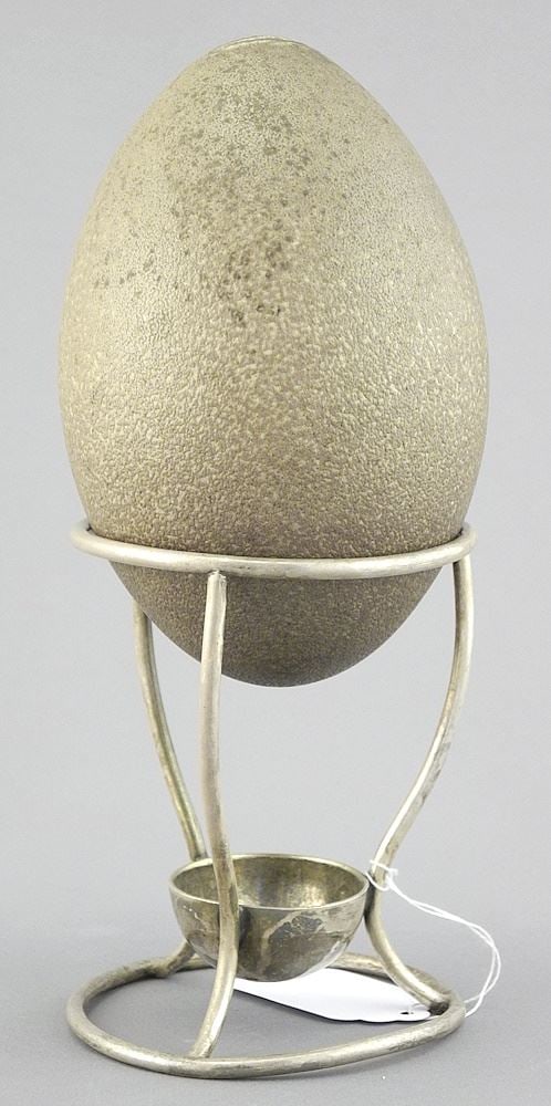 Emu Egg (5 3/8"h) with Silver Plated Codd Bottle Stand, 4 1/8"h. (1 of 1)