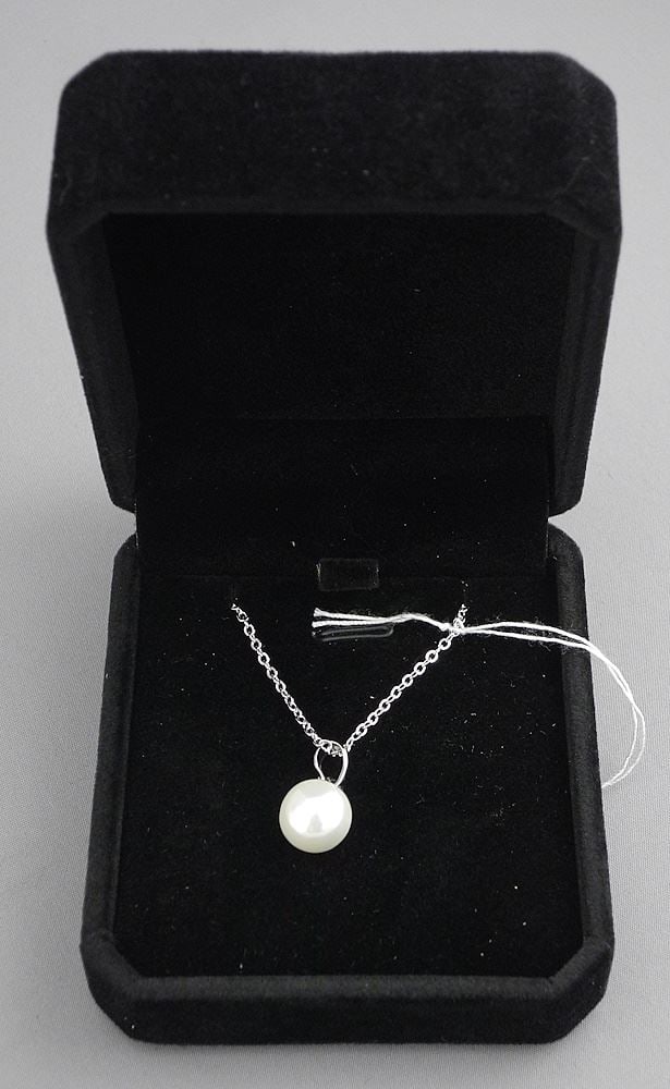Platinum Plated Cultured Pearl Necklace, 16" - 18".: Platinum Plated Cultured Pearl Necklace, 16" - 18".