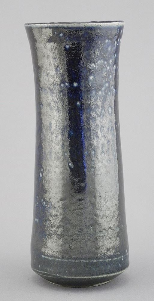 Blue Glazed Stoneware Vase with Impressed Mark of Wayne Ngan, 7 1/2" (1 of 3)