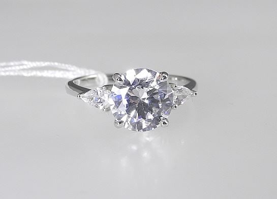 3c Lab Created White Sapphire Ring, Size 7, Mounted in Sterling Silver with White Gold Overlay. (1 of 3)