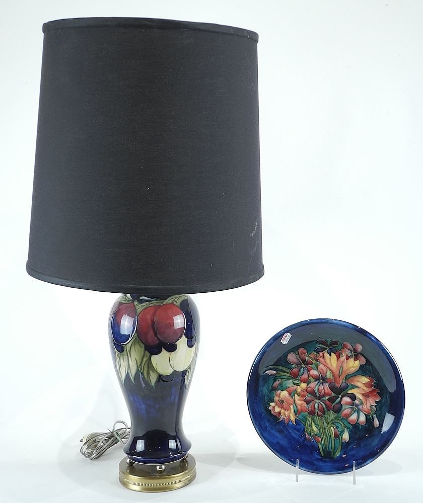 Moorcroft Wisteria Table Lamp (11 1/2"h) & Restored Dish. (1 of 5)