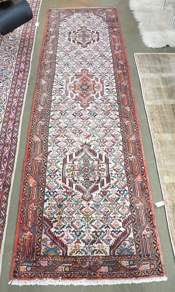 Handknotted Persian Runner Approx. 2'9" x 9'9" (one end moth damaged). (1 of 2)