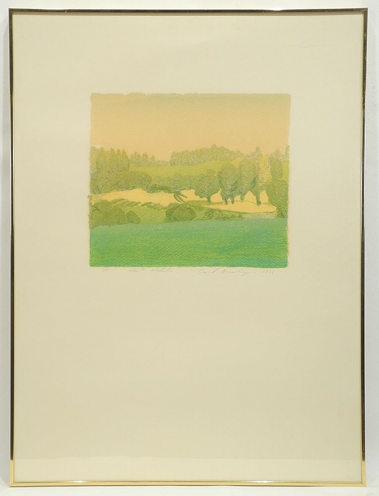 Woodblock Print signed David Peter Hunsberger 1976, 8 1/2" x 9 7/8", "West Waterloo". (1 of 3)