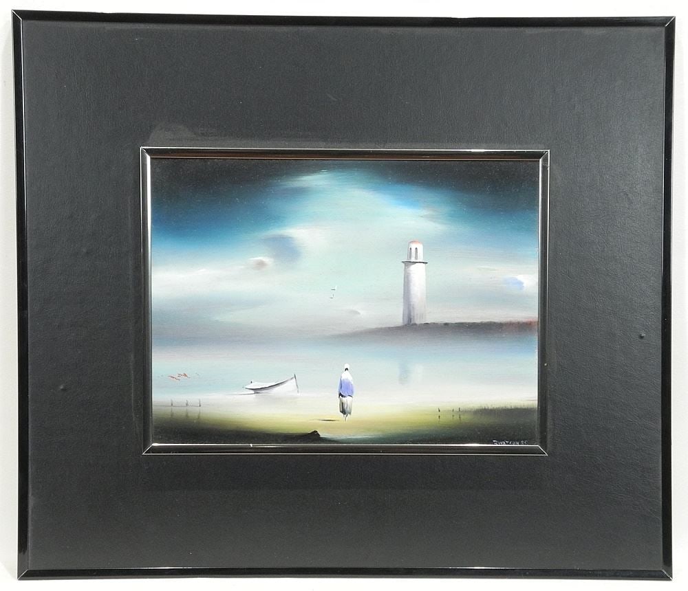 Oil on Masonite signed R. (Robert James) Watson'85, 8 3/4 x 11 3/4", "Study for..." (abrasion n (1 of 4)