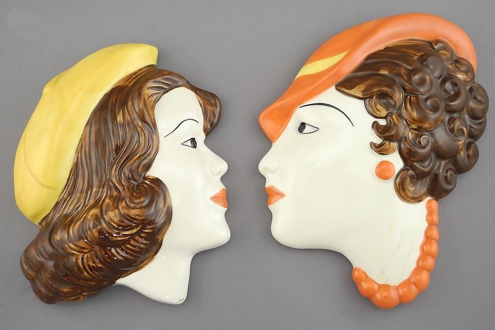 Pair of Chelsea Works Burslem Moorland Portrait Plaques, 7 3/8"h. (1 of 2)