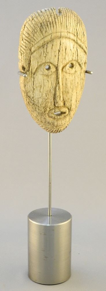 Mid 15th Century European Bone Amulet Mask with Radiocarbon Report, 5 1/8" High: Mid 15th Century European Bone Amulet Mask with Radiocarbon Report, 5 1/8" High
