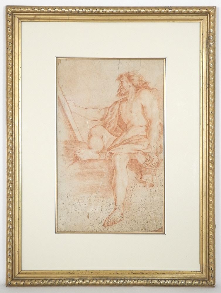 Follower Domenico Maria Canuti, 15 5/8" x 9 1/2", "The Prophet Elijah".: Follower Domenico Maria Canuti, 15 5/8" x 9 1/2", "The Prophet Elijah".