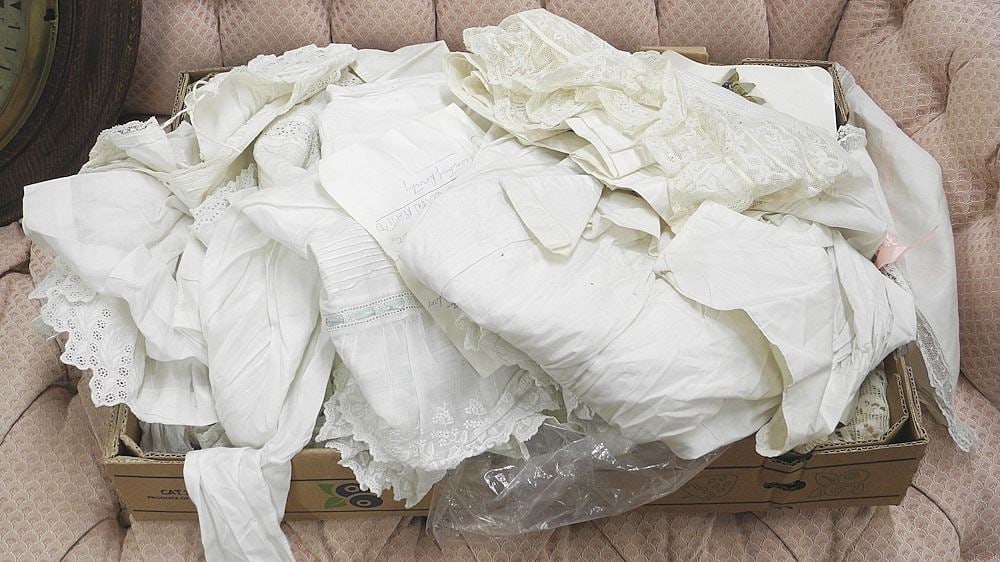 Collection of Lace Items incl. Christening Gowns/ Curtains/ Sundries: Collection of Lace Items incl. Christening Gowns/ Curtains/ Sundries