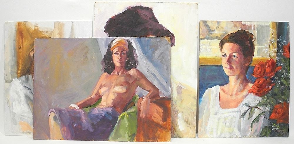 4 Oil on Board, 1 signed, 3 Attributed to Betty Boyle, Approx. 15" x 11".: 4 Oil on Board, 1 signed, 3 Attributed to Betty Boyle, Approx. 15" x 11".