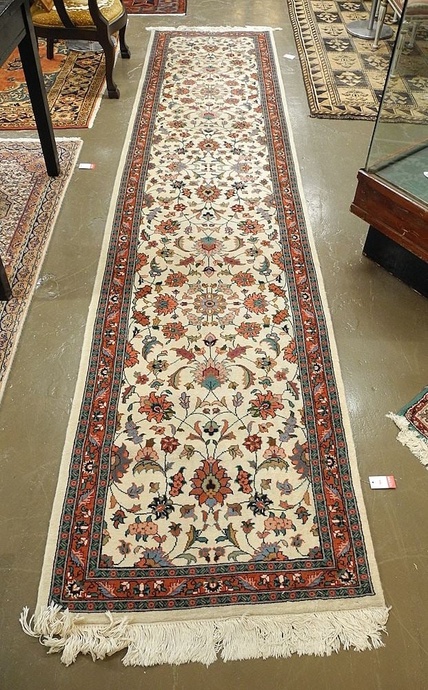 Hand Knotted Wool Runner Approx. 12'11" x 2'10". (1 of 2)