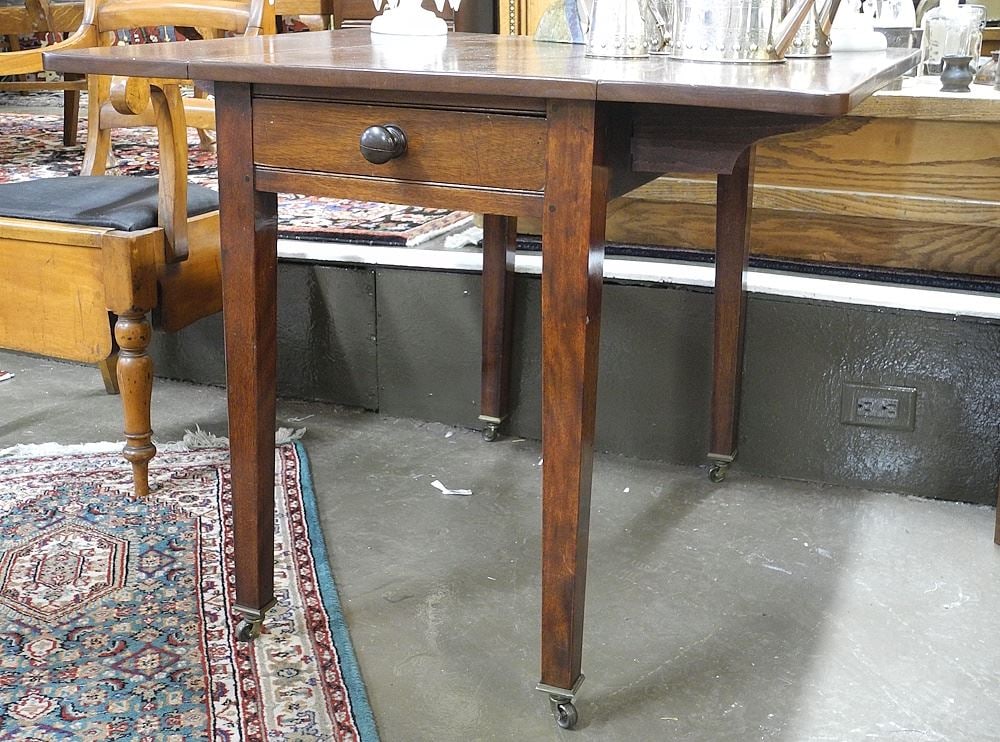 Mahogany Drop Side Table with Long Drawer, 29 1/2"h. (1 of 2)