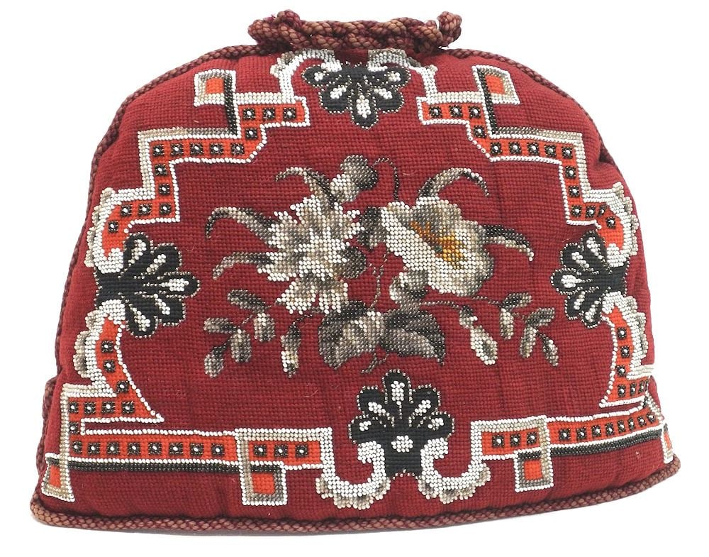 Fancy Victorian Beaded Tea Cozy, 9 5/8" x 15" x 4 3/4".: Fancy Victorian Beaded Tea Cozy, 9 5/8" x 15" x 4 3/4".