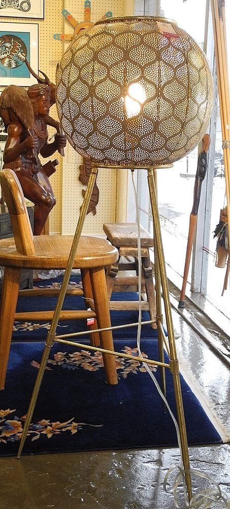 Syrian Brass Tripod Floor Lamp, 45 1/4"h. (1 of 2)