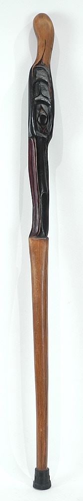 Tsawataineuk Nation Walking Stick signed Jackson Robertson 2006, 37"L. (1 of 5)