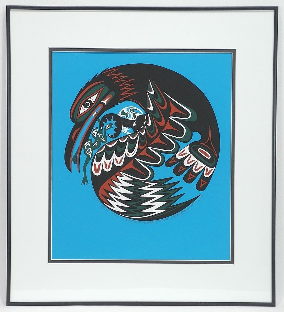 Serigraph signed Floyd Joseph'94 Tyee, 14 1/2" x 12 1/2", "Raven Creating the Great Flood", (1 of 3)