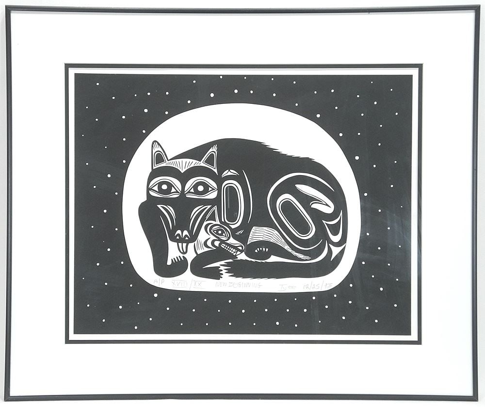 Serigraph signed Tyee (Floyd Joseph) 12/25/93, 14 xx 18", "New Beginning" XVIII/XX. (1 of 3)