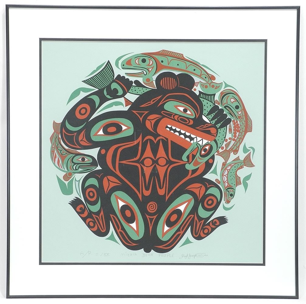 Serigraph signed Floyd Joseph '94 Tyee, 19 3/8" x 19 1/2", "Mixalh Bear People", A/P, I/XX. (1 of 3)