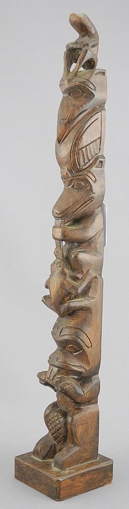 Northwest Coast Model unsigned Totem Pole, 15 3/8". (1 of 4)
