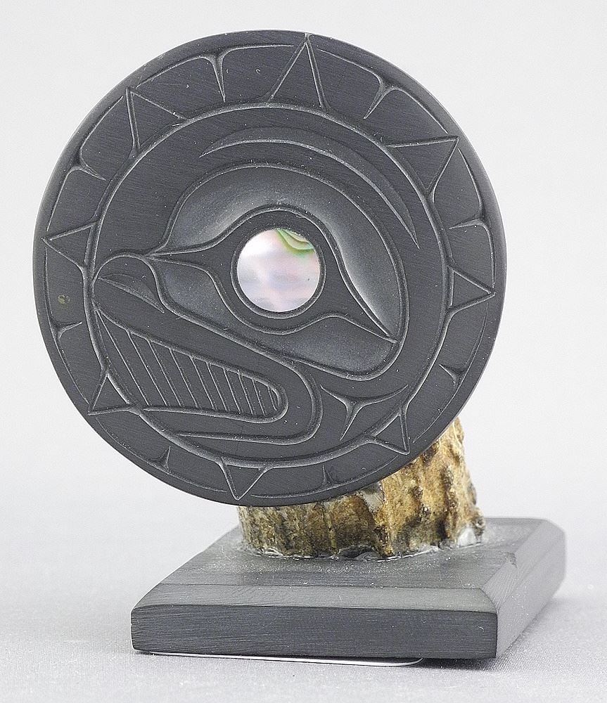 Haida Argillite Sculpture signed Calvin Bell, 2 7/8"h, "Star".: Haida Argillite Sculpture signed Calvin Bell, 2 7/8"h, "Star".