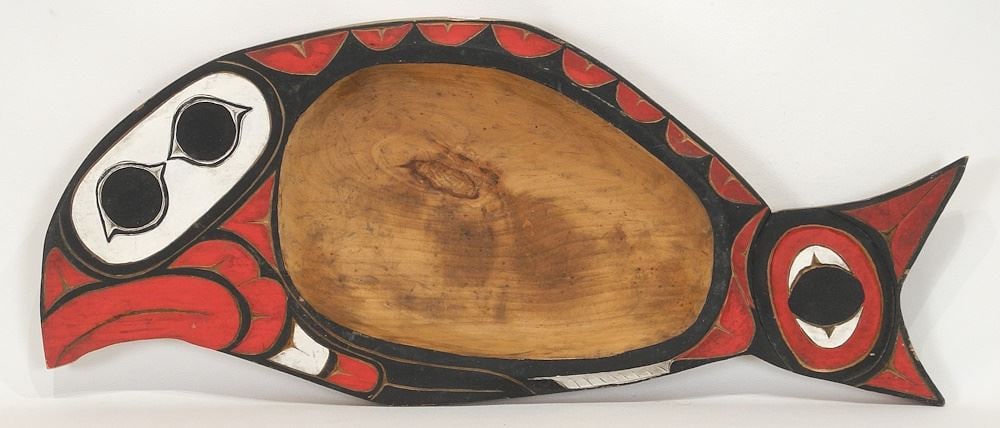 Kwagiulth Halibut Bowl signed Jacob Joe, 24"W.: Kwagiulth Halibut Bowl signed Jacob Joe, 24"W.
