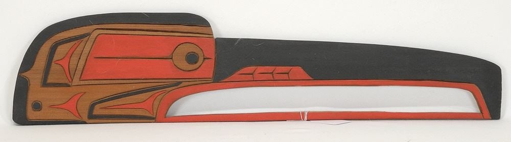 "Salish Raven" Plaque signed Brad Joseph SR., Squamish Nation, 21"L.: "Salish Raven" Plaque signed Brad Joseph SR., Squamish Nation, 21"L.