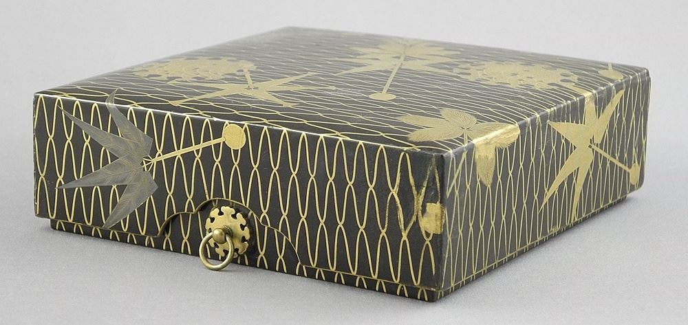 Japanese Lacquer Box, 1 5/8" x 5" x 5". (1 of 6)