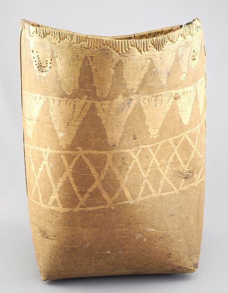 Old Birch Bark Basket, 11 1/4"h.: Old Birch Bark Basket, 11 1/4"h.