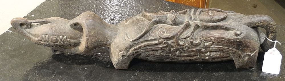 Dayak Borneo Carved Wood Spider Motif Tattoo Tool Set, 19"L. (1 of 3)