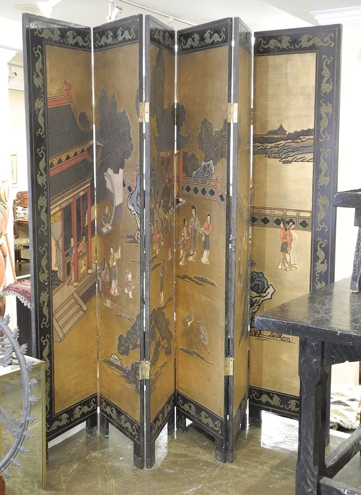 Chinese 6 Panel Folding Screen, Each Panel 72" x 16". (1 of 4)