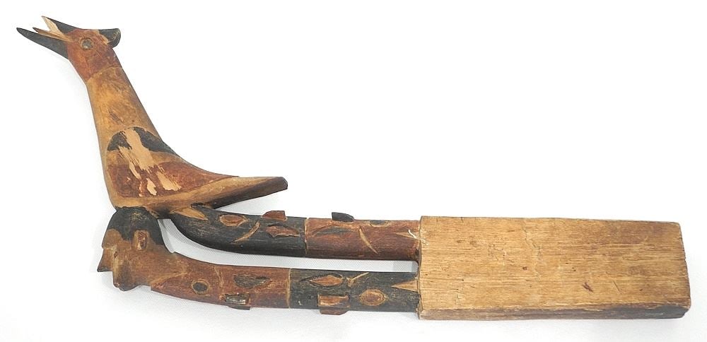 C.1990's Sentani Tribe Canoe Prow, Demte Region, North Coast, 18 1/2"L (beak chipped).: C.1990's Sentani Tribe Canoe Prow, Demte Region, North Coast, 18 1/2"L (beak chipped).