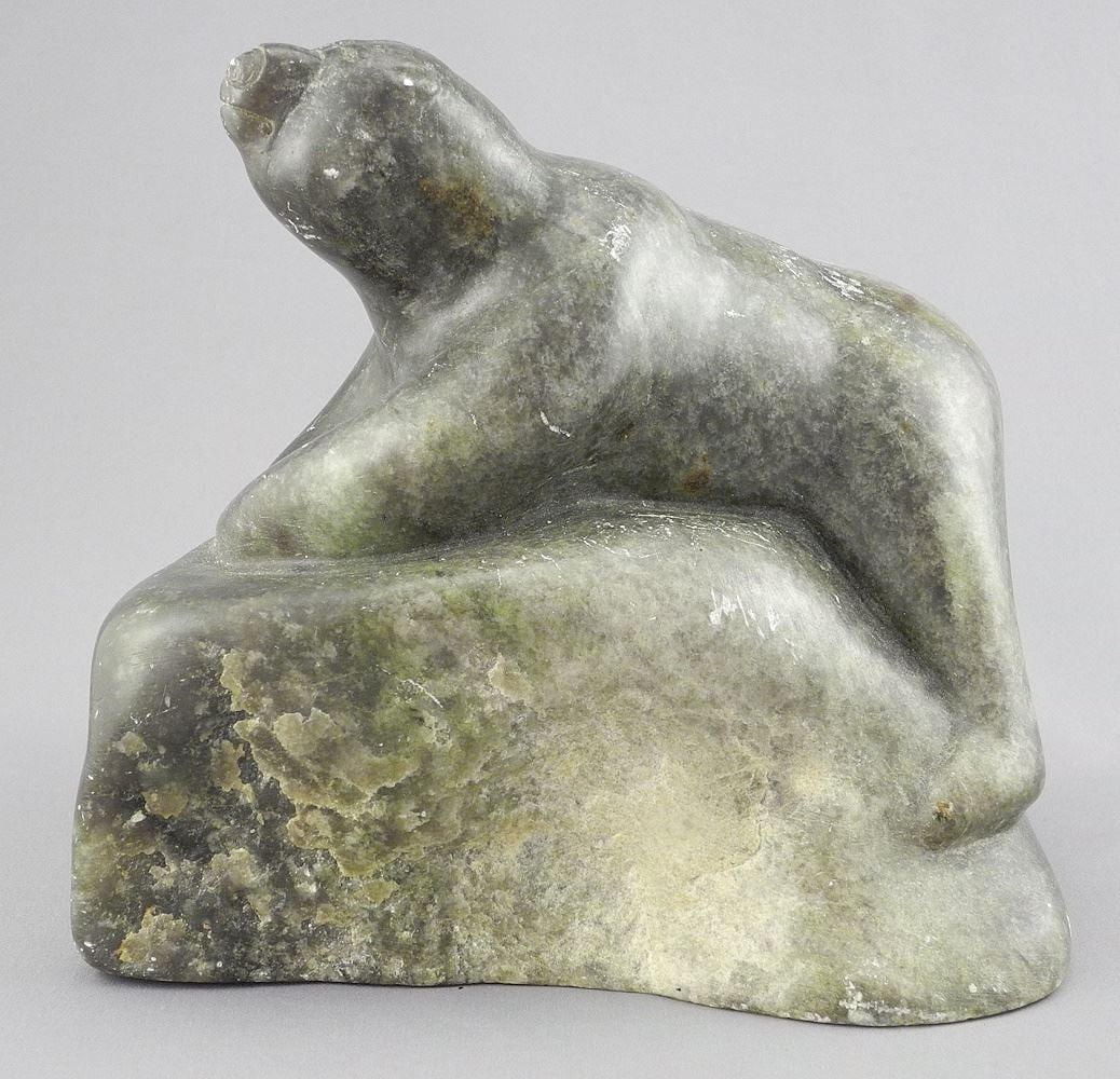 Inuit-Style Carved Greenstone Bear, 6 5/8"h. (1 of 4)