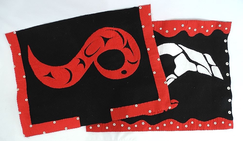 Two Button Blanket-Style Panels, 23 1/4" & 24"w. (1 of 3)