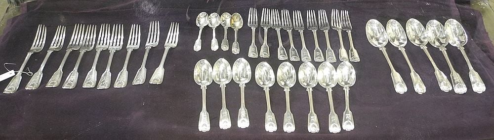 Collection of George Adams Fiddle Thread & Shell Silver Flatware, 2646g. (1 of 5)