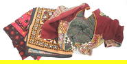 Three Rajasthani Textiles, Square Panel 25 x 26".
