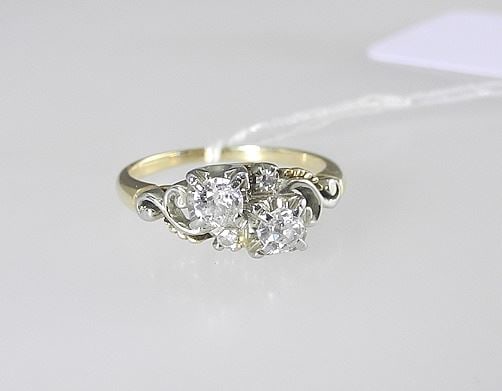 18K (marked) Gold & Diamond Ring, Size 6 1/2", 3.7g.: 18K (marked) Gold & Diamond Ring, Size 6 1/2", 3.7g.