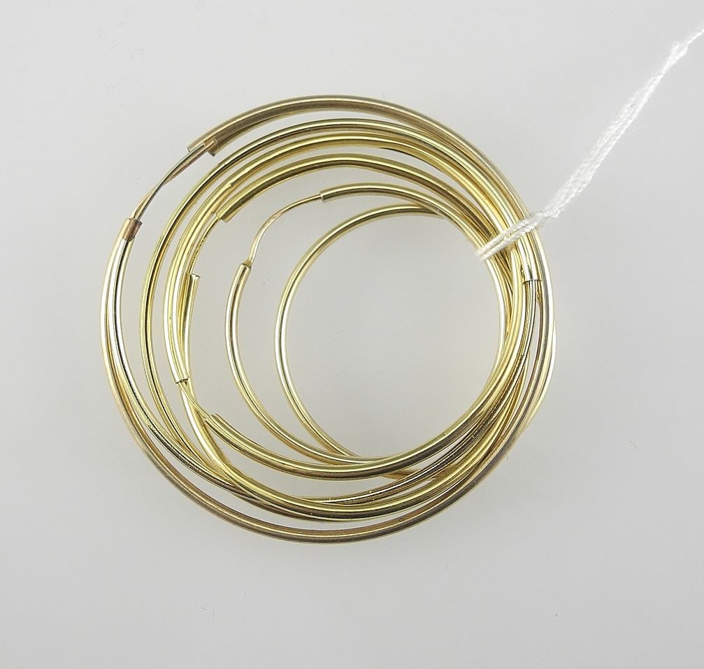 3 1/2 Pairs of Gold Hoop Earrings, TW 3.87g (two pair marked 585 & 10K) (1 of 1)