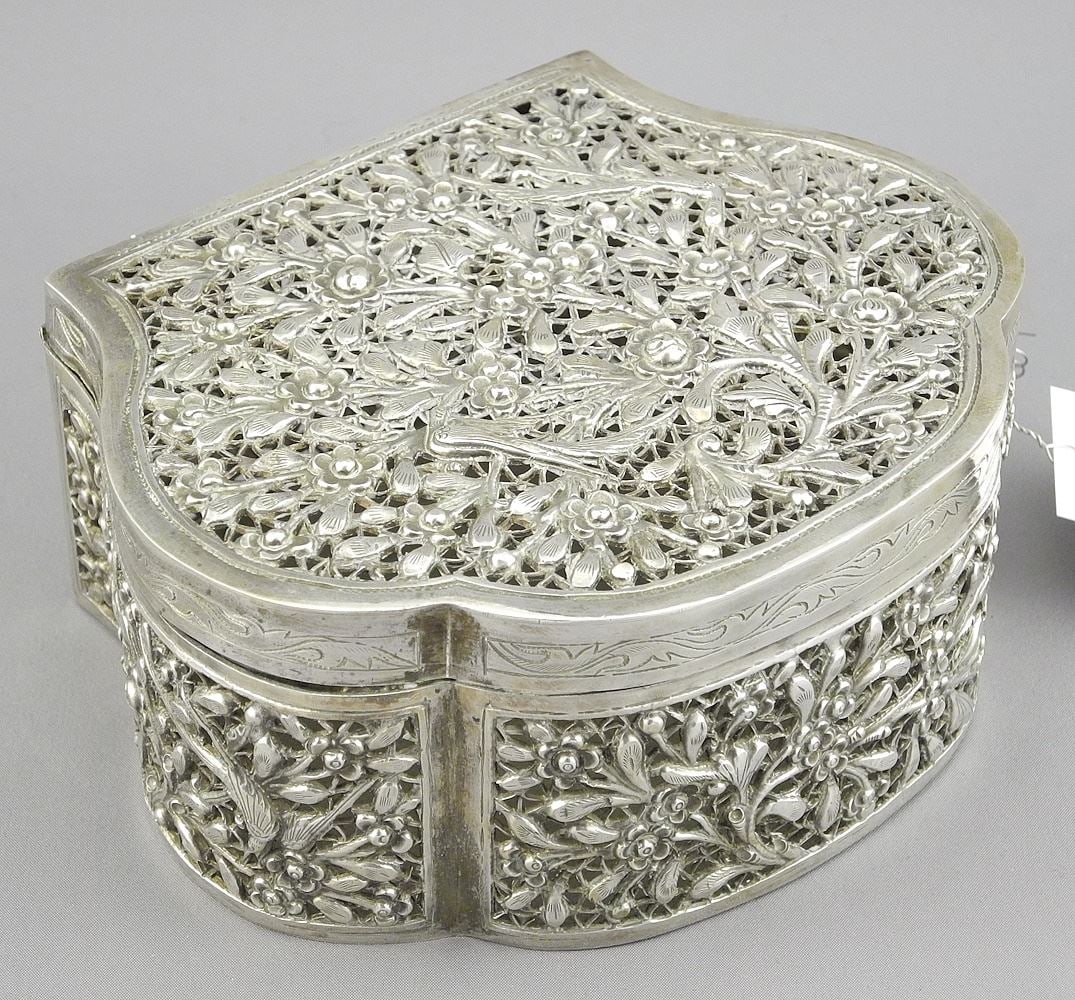 Chinese Export-Style Plated Cricket Cage, 5 5/8"w. (1 of 3)