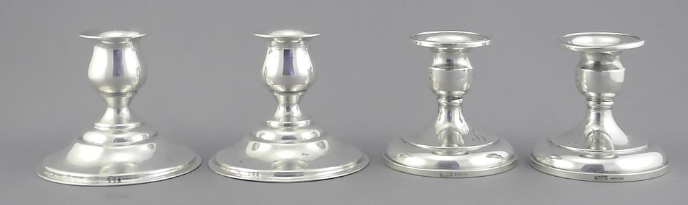 Two Pair of Weighted Sterling (marked) Candlesticks, International & Birks, 164g. (1 of 4)