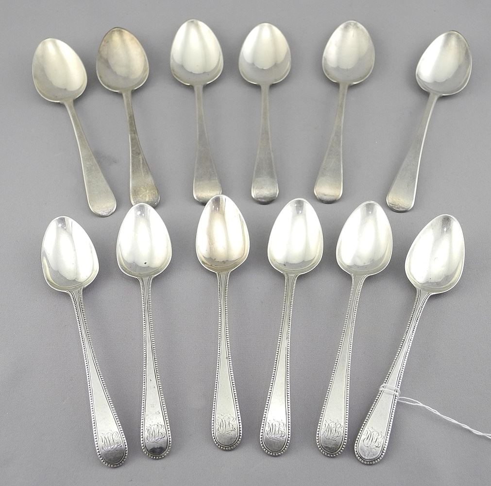Twelve Georgian Silver Teaspoons, Two Sizes, Approx. 180g. (1 of 3)