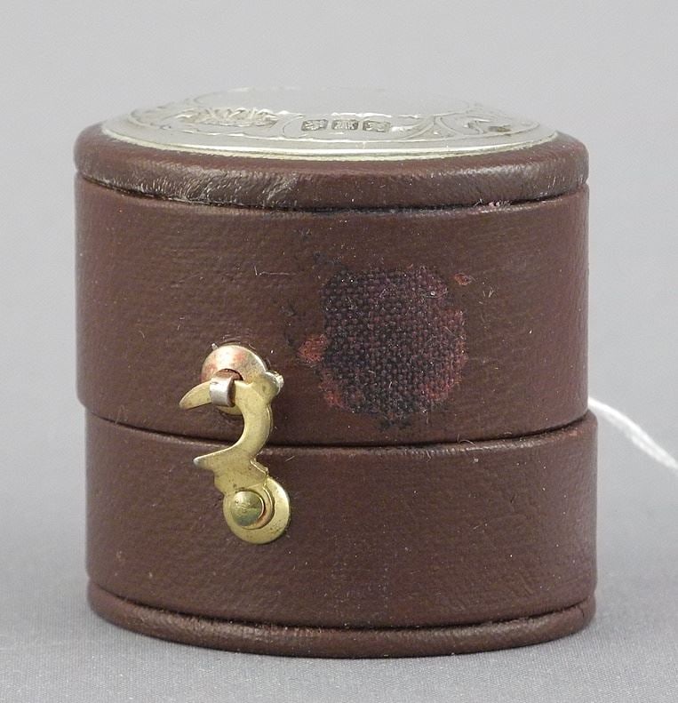 Hallmarked Silver Capped Ring Box, 1 1/4"h, TW 13.6g. (1 of 3)