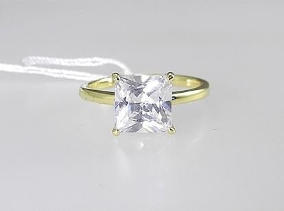 3c Lab Created White Sapphire Ring, Size 7, Mounted in Sterling Silver with 18K Gold Overlay.: 3c Lab Created White Sapphire Ring, Size 7, Mounted in Sterling Silver with 18K Gold Overlay.