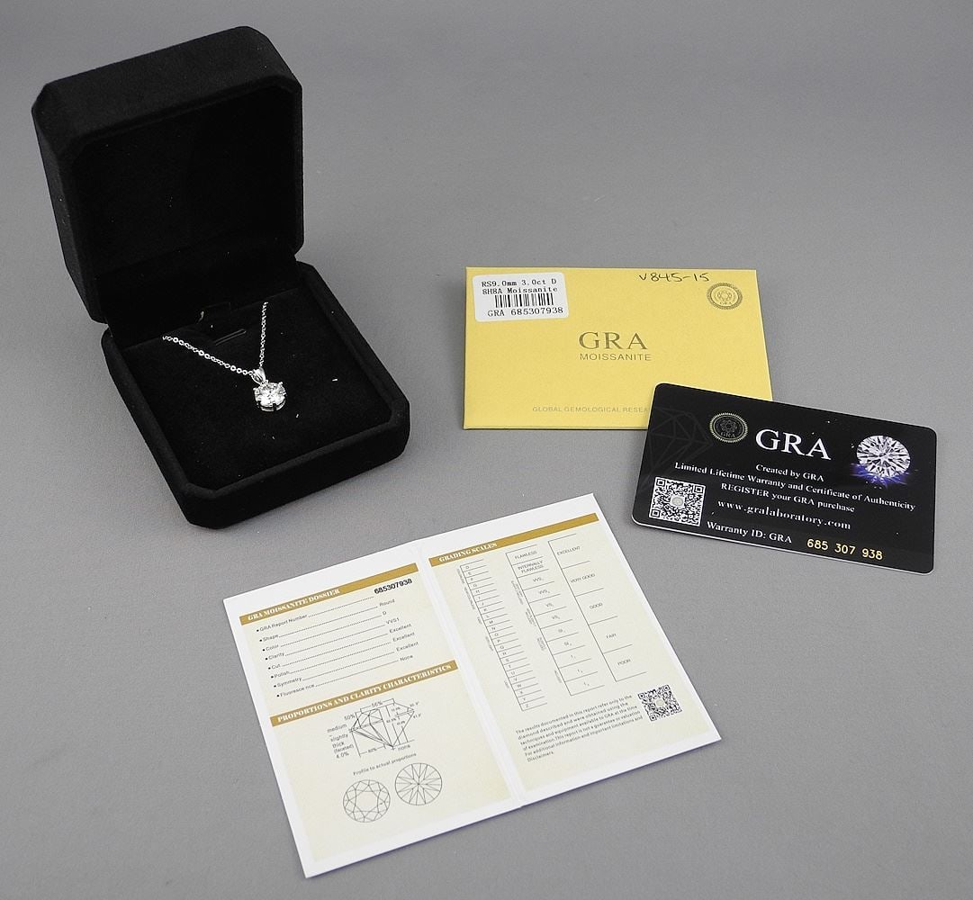 3ct Moissanite Necklace in .925 Sterling with White Gold Overlay. (1 of 3)