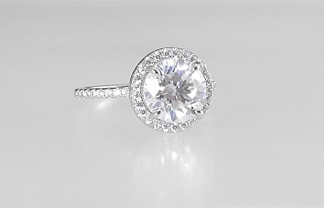 3ct Moissanite Halo Ring, Size 7 in .925 Sterling with White Gold Overlay. (1 of 7)