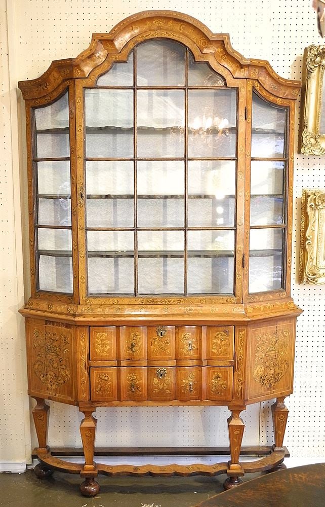 Early 19th C. Dutch Marquetry Cabinet, 82 1/2" x 56 1/2" x 11 1/2" (1 of 6)