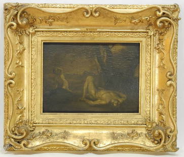 Oil on Panel Attributed to William Etty R.A., 9 x 12 3/8", "Study for Cain & Abel".: Oil on Panel Attributed to William Etty R.A., 9 x 12 3/8", "Study for Cain & Abel".