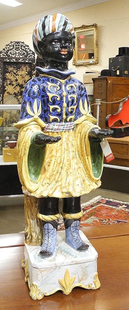 Italian Ceramic Blackamoor Figure, 37"h. (1 of 4)